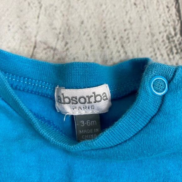 Absorba Blue Paw Print Long Sleeve Shirt Size 3-6 Months - Picture 2 of 3